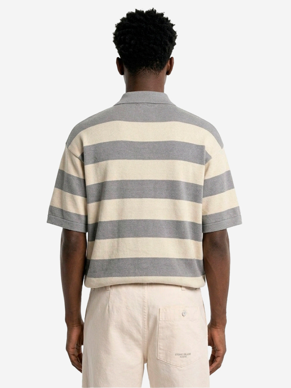 Linen-Blend Oversized Polo Shirt With Marina Print Stone island оригінал – Купити в Україні – збільшений вид
