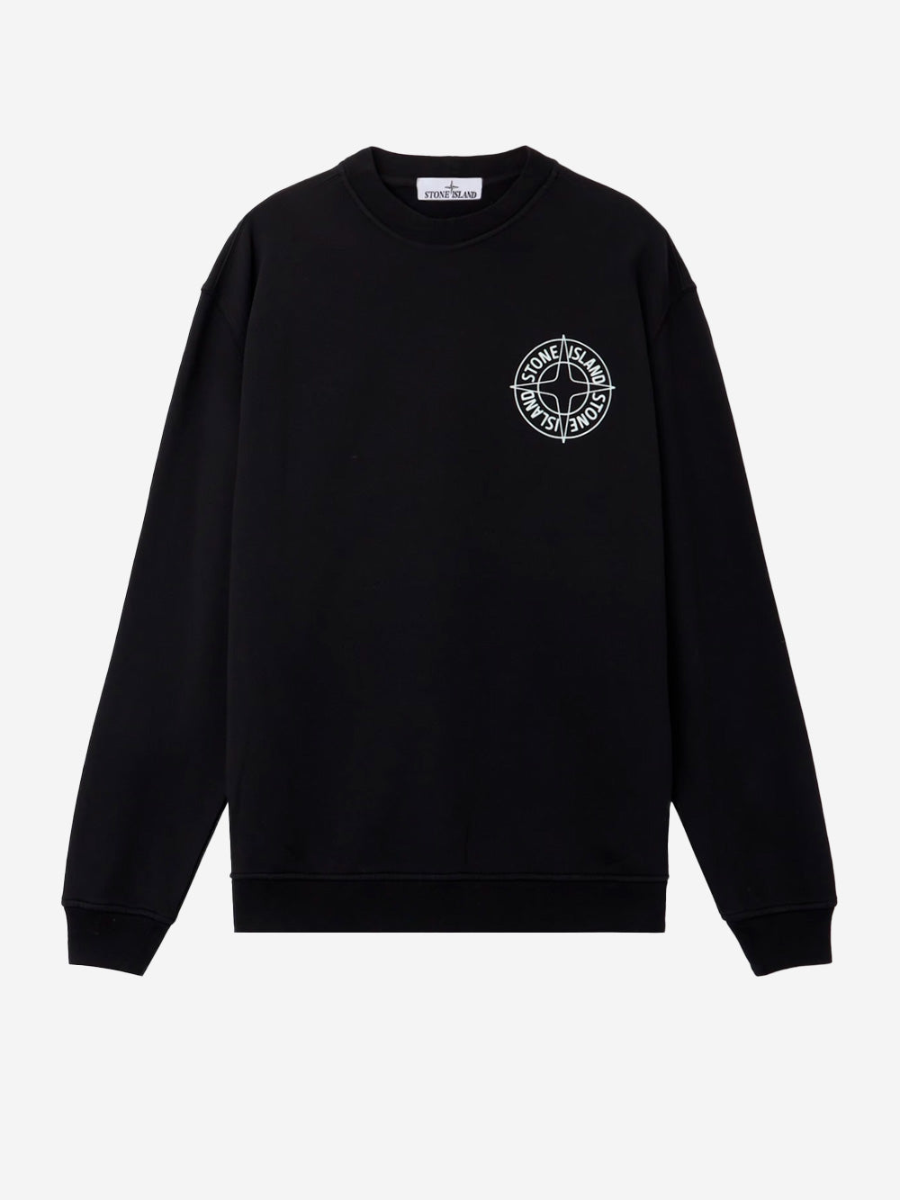 Oversized Black Crewneck Sweatshirt With Outline Compass Print Stone island оригінал – Купити в Україні – боковий вид