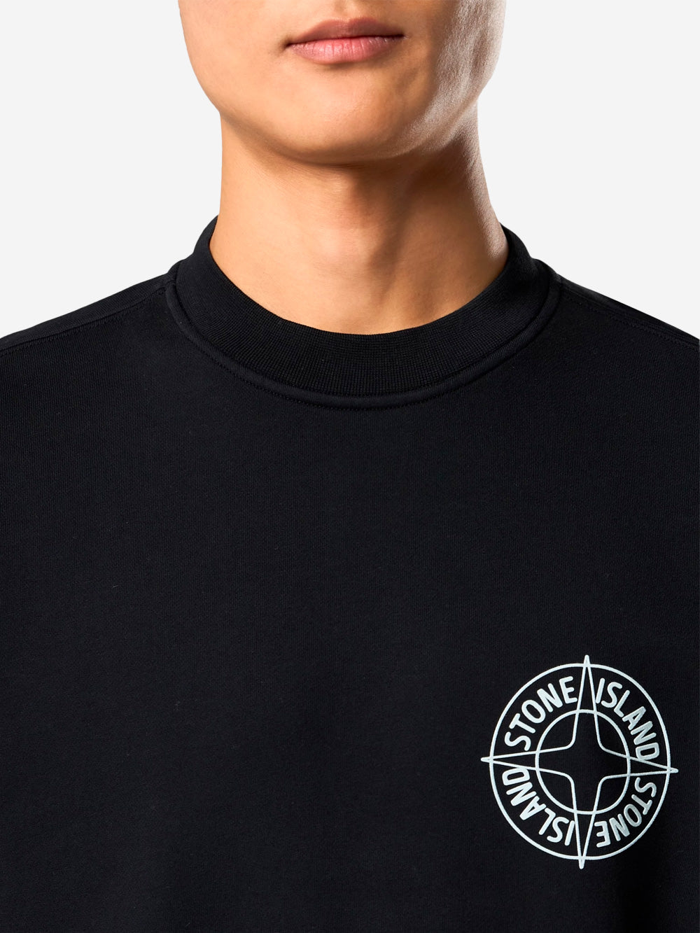 Oversized Black Crewneck Sweatshirt With Outline Compass Print Stone island оригінал – Купити в Україні – детальний вид