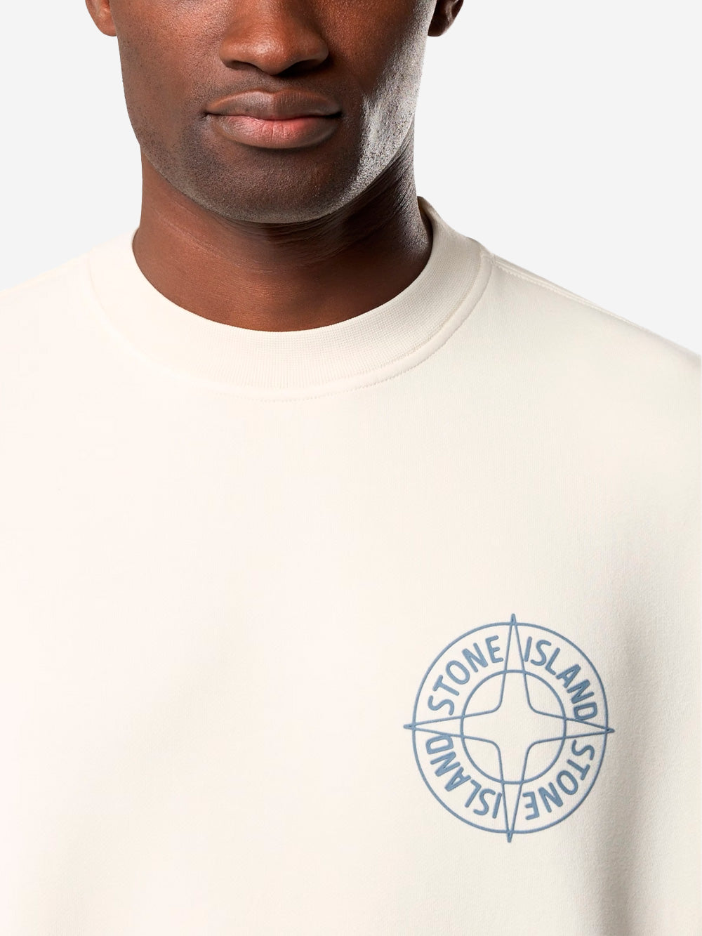 Оригінальна Ivory Oversized Crewneck Sweatshirt With Outline Compass Print Stone island – детальний вид