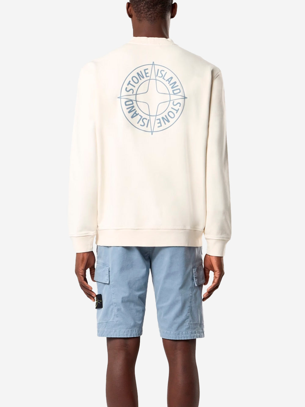 Оригінальна Ivory Oversized Crewneck Sweatshirt With Outline Compass Print Stone island – збільшений вид