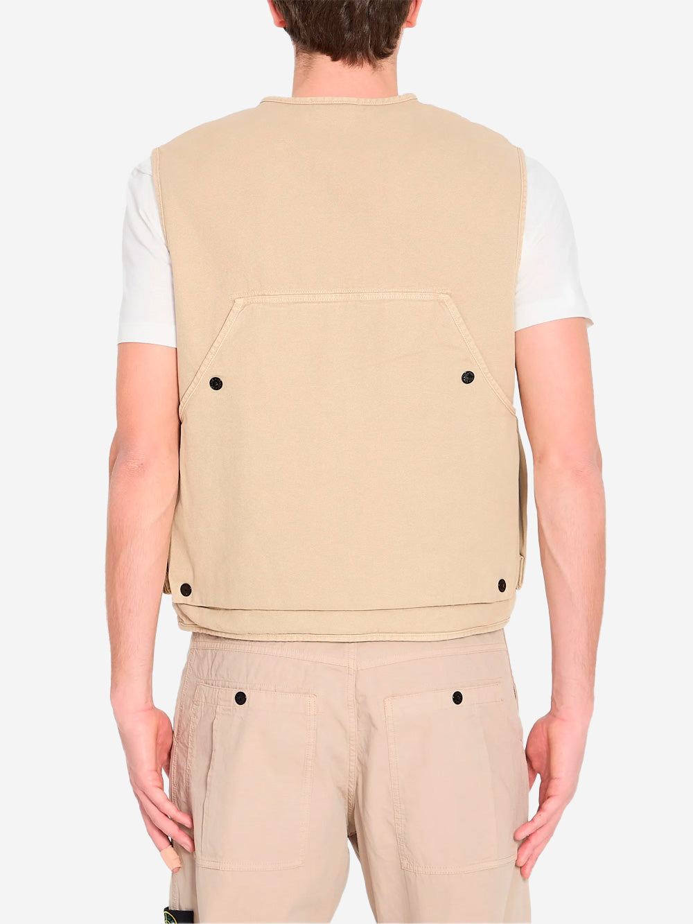 Оригінальна Beige Vest With Zipper And Pockets And Badge Stone island – збільшений вид
