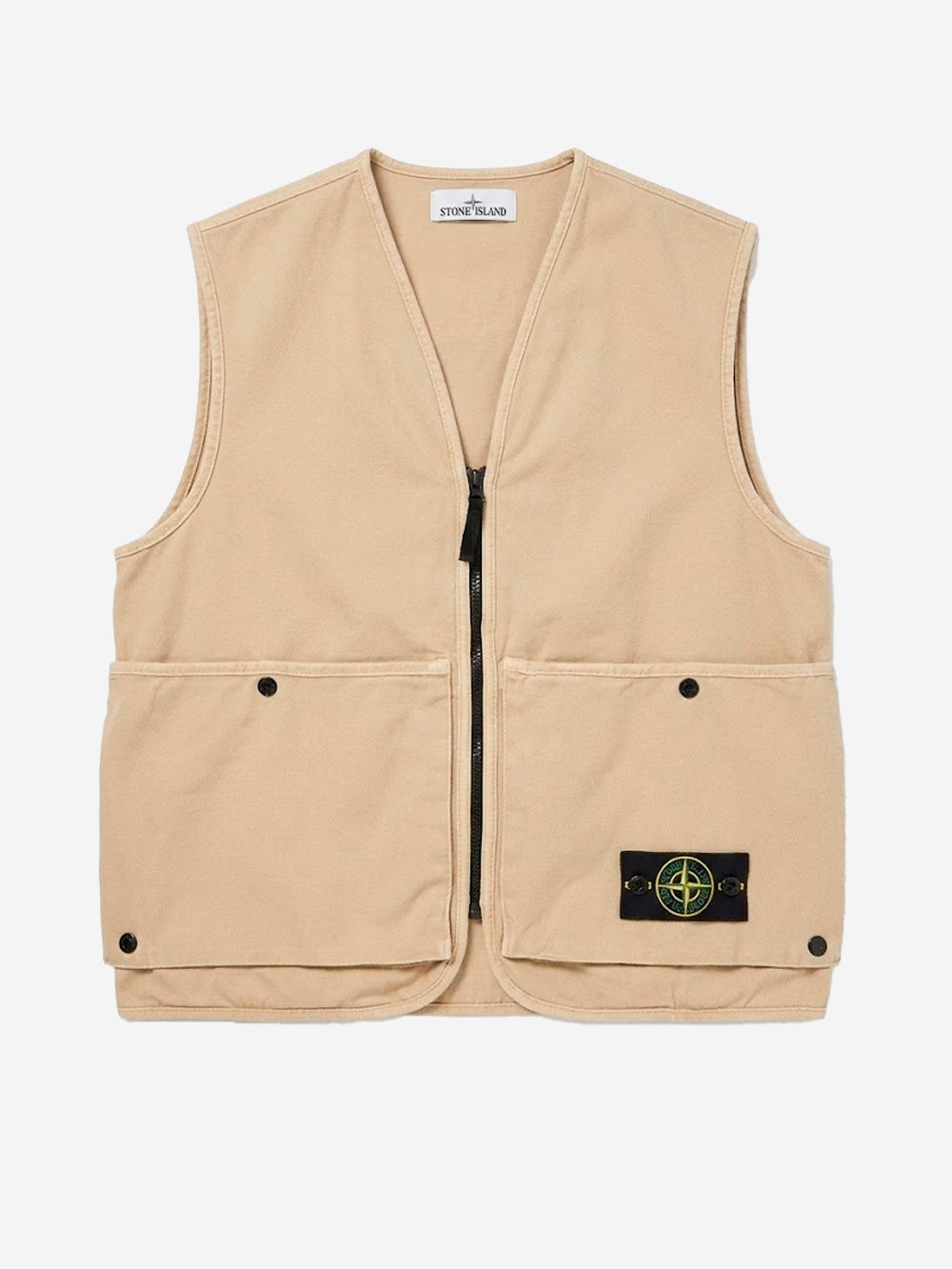Оригінальна Beige Vest With Zipper And Pockets And Badge Stone island – боковий вид