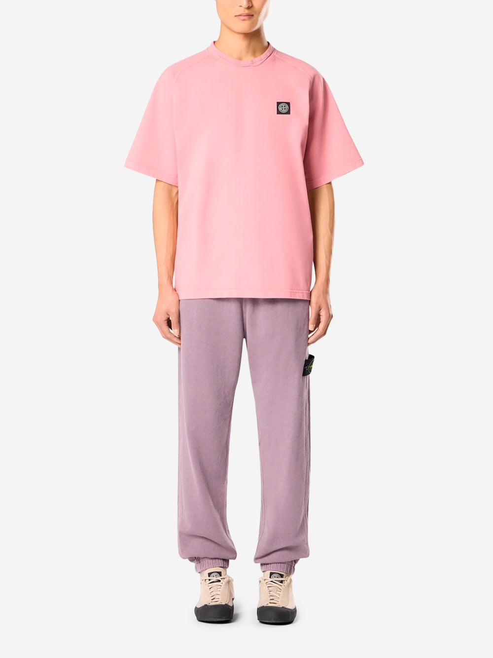 Pink Heavyweight Organic Cotton Jersey Short Sleeve Sweatshirt Stone island – Гарантія оригінальності – вид ззаду