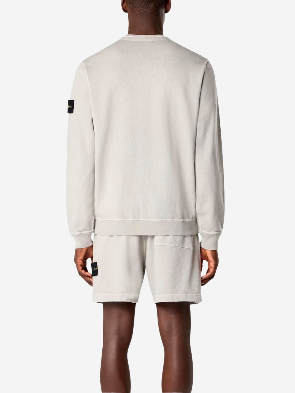 Оригінальна Gray Cotton Malfilé Fleece Old-Effect Crewneck Sweatshirt Stone island – збільшений вид