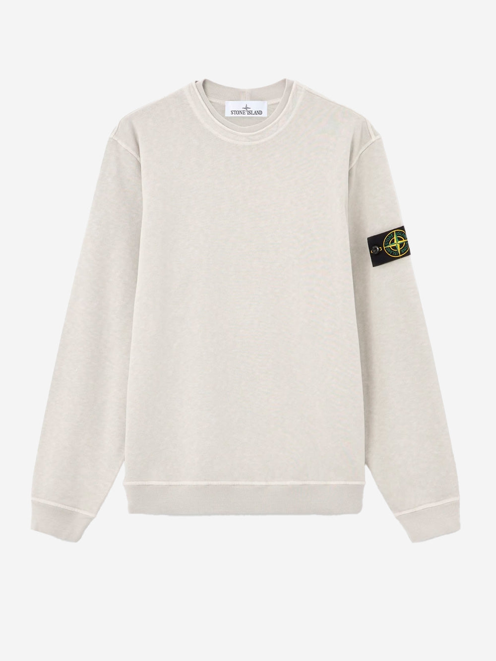 Оригінальна Gray Cotton Malfilé Fleece Old-Effect Crewneck Sweatshirt Stone island – боковий вид