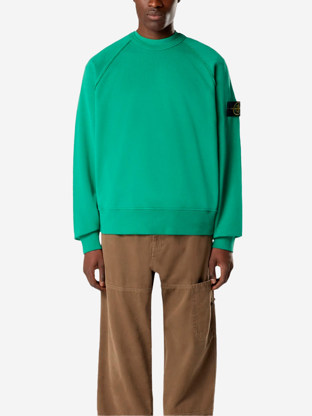 Green Oversized Crewneck Sweatshirt With Raglan Sleeves Stone island – Гарантія оригінальності – детальний вид