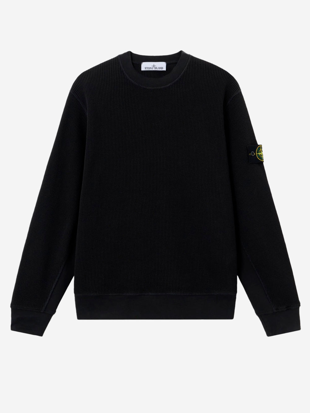 Оригінальна Black Waffle Fleece Crewneck Sweatshirt Stone island – боковий вид
