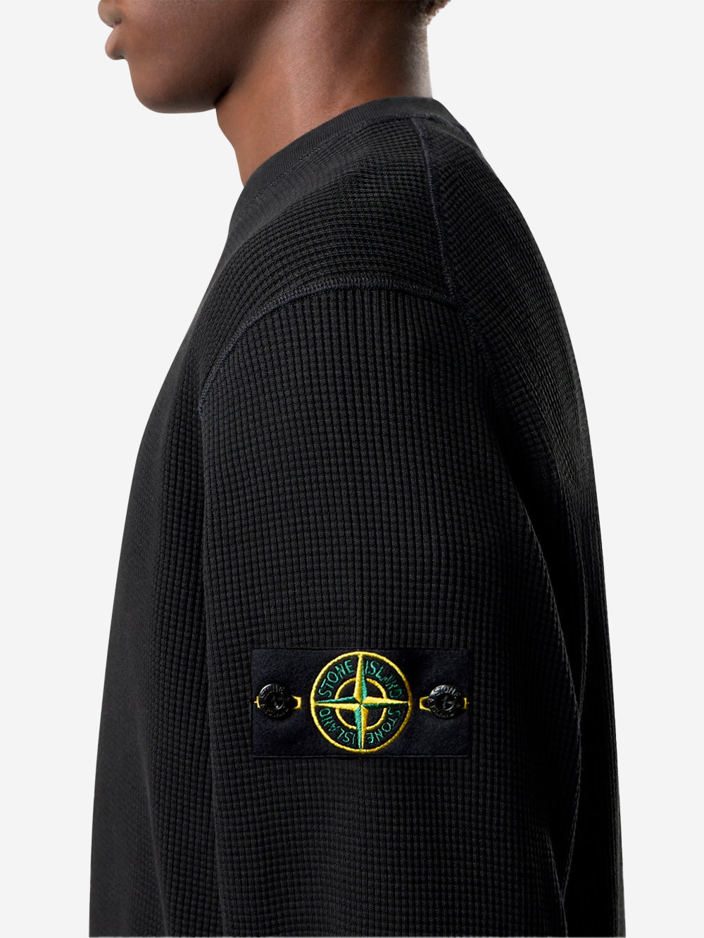 Оригінальна Black Waffle Fleece Crewneck Sweatshirt Stone island – збільшений вид