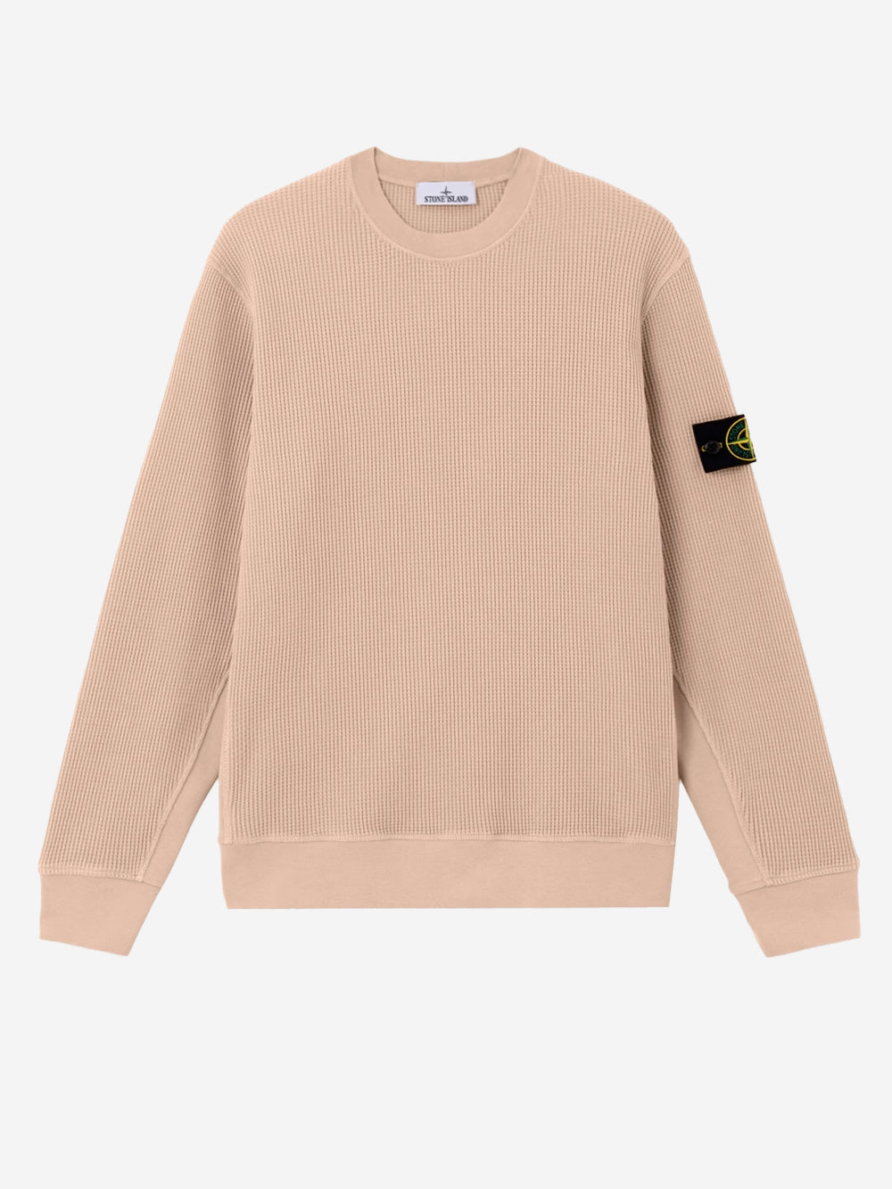 Beige Waffle Fleece Crewneck Sweatshirt Stone island оригінал – Купити в Україні – боковий вид