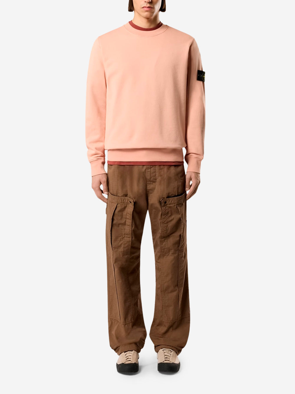 Pink Cotton Fleece Crewneck Sweatshirt With Raglan Sleeves Stone island оригінал – Купити в Україні – вид ззаду
