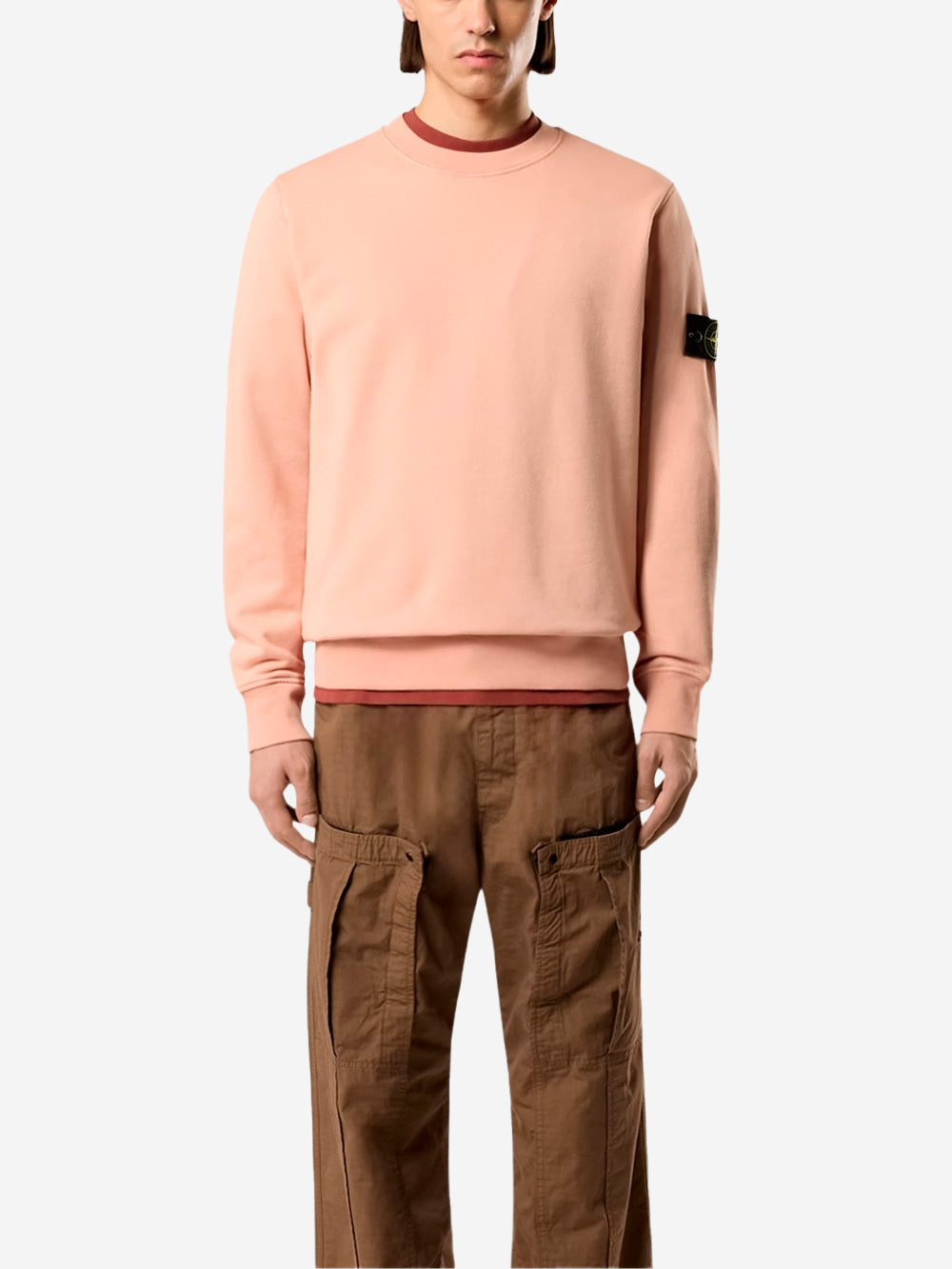 Pink Cotton Fleece Crewneck Sweatshirt With Raglan Sleeves Stone island оригінал – Купити в Україні – детальний вид