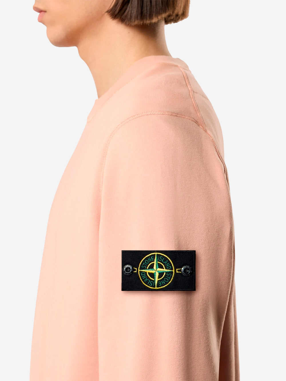 Pink Cotton Fleece Crewneck Sweatshirt With Raglan Sleeves Stone island оригінал – Купити в Україні – збільшений вид