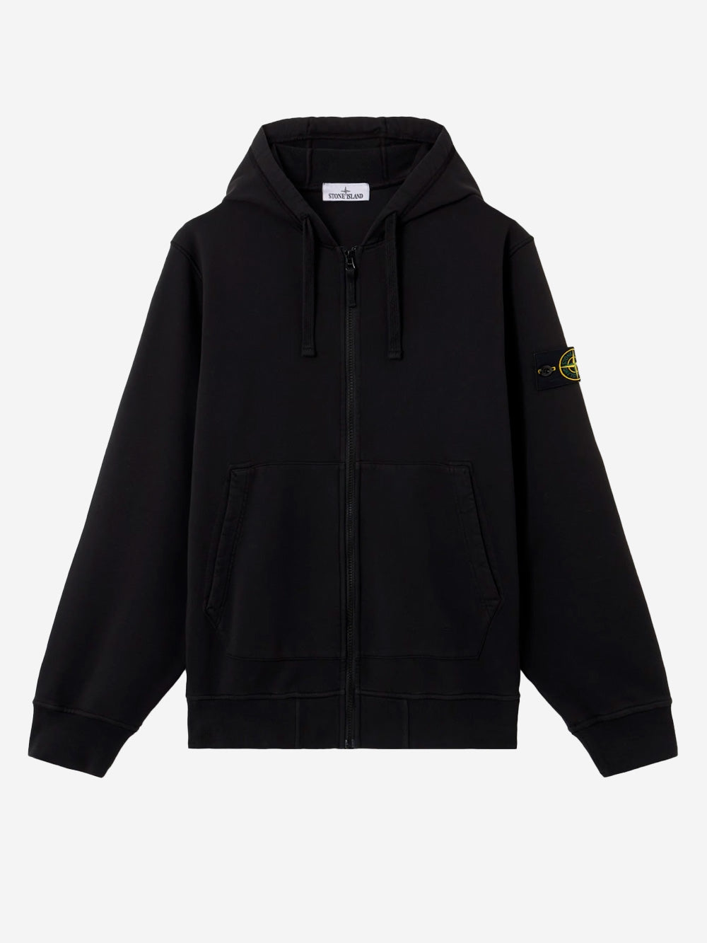 Black Cotton Fleece Hoodie With Raglan Sleeves And Badge Stone island – Гарантія оригінальності – боковий вид