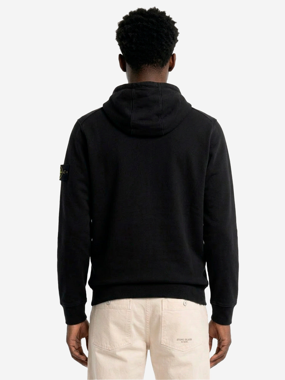 Black Cotton Fleece Hoodie With Raglan Sleeves And Badge Stone island – Гарантія оригінальності – збільшений вид