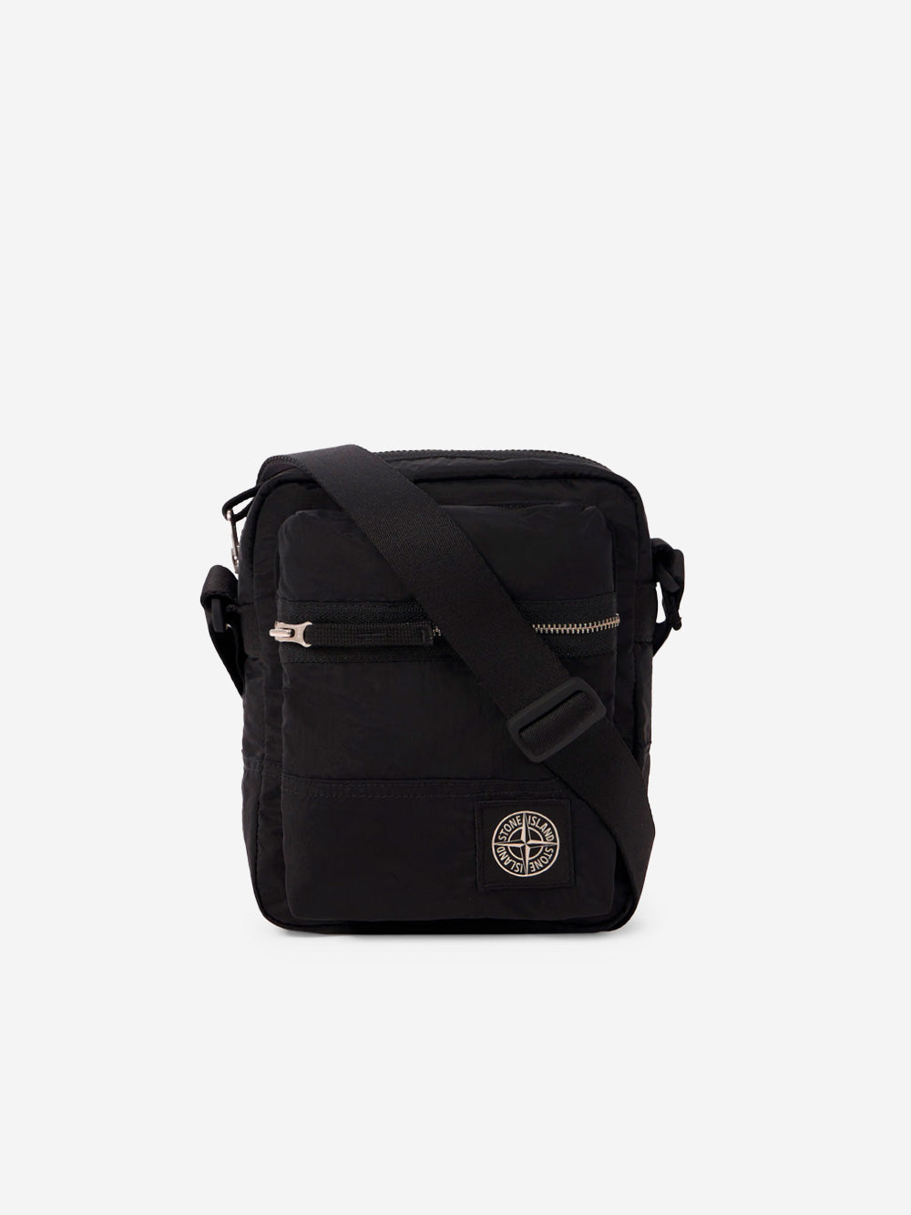 Black Crossbody Bag With Adjustable Shoulder Strap And Patch Pocket Stone island – Гарантія оригінальності – боковий вид - STONE ISLAND