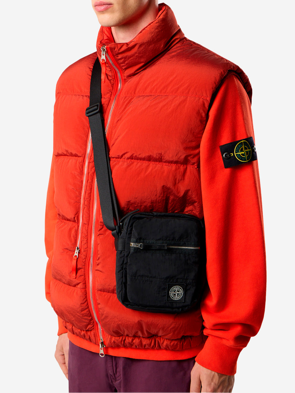 Black Crossbody Bag With Adjustable Shoulder Strap And Patch Pocket Stone island – Гарантія оригінальності – вид ззаду - STONE ISLAND