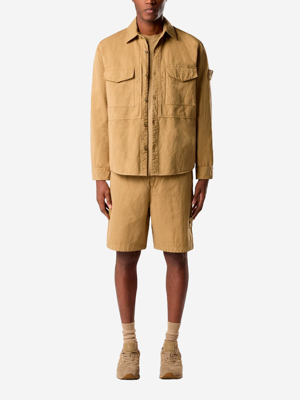 Brown Linen Blend Comfort Bermuda Shorts Ghost Stone island – Гарантія оригінальності – вид ззаду