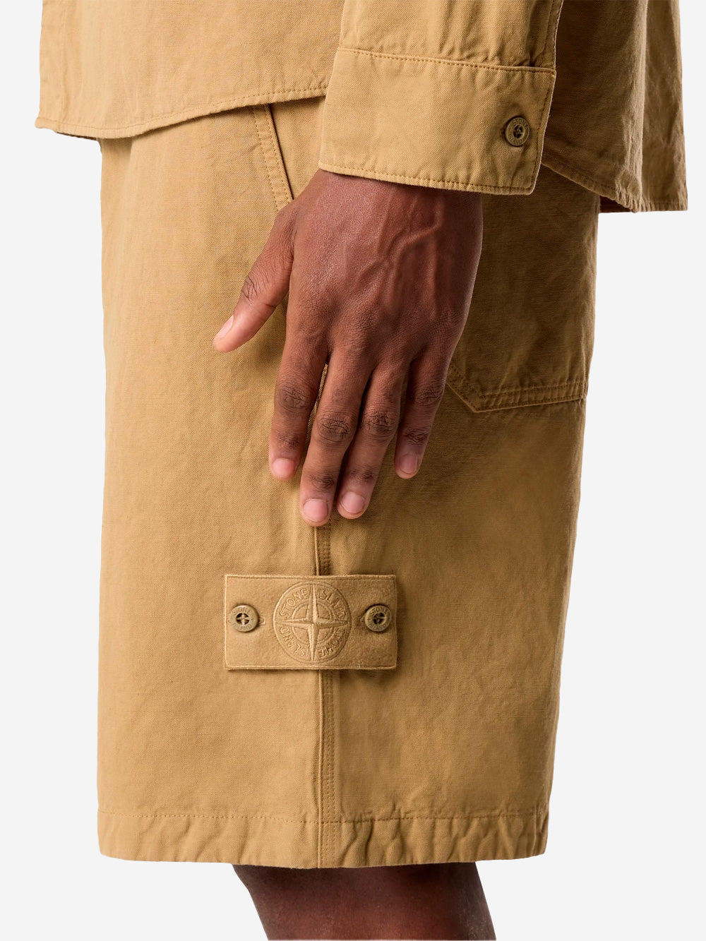 Brown Linen Blend Comfort Bermuda Shorts Ghost Stone island – Гарантія оригінальності – детальний вид