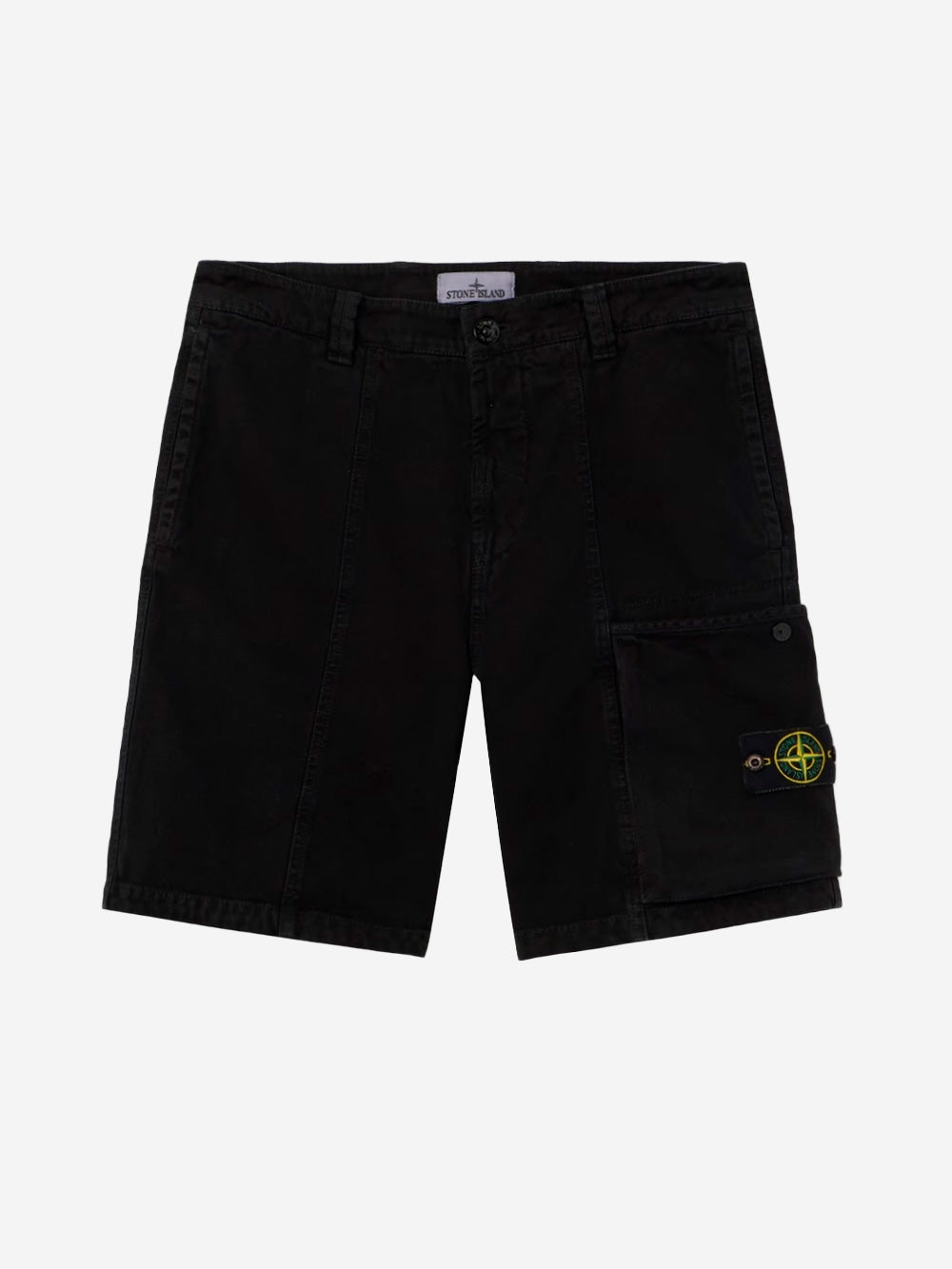 Black Panama Cotton Cargo Short Pants With Old Effect Stone island – Гарантія оригінальності – боковий вид