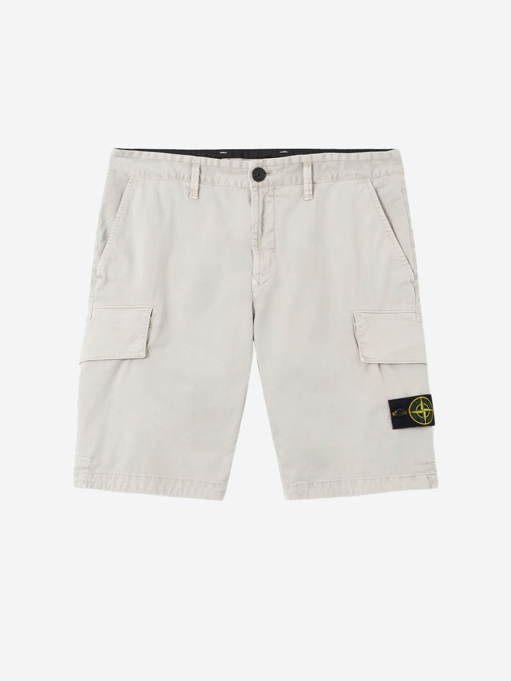 Slim Gray Cargo Shorts With Asymmetrical Seams And Old Effect Stone island – Гарантія оригінальності – боковий вид