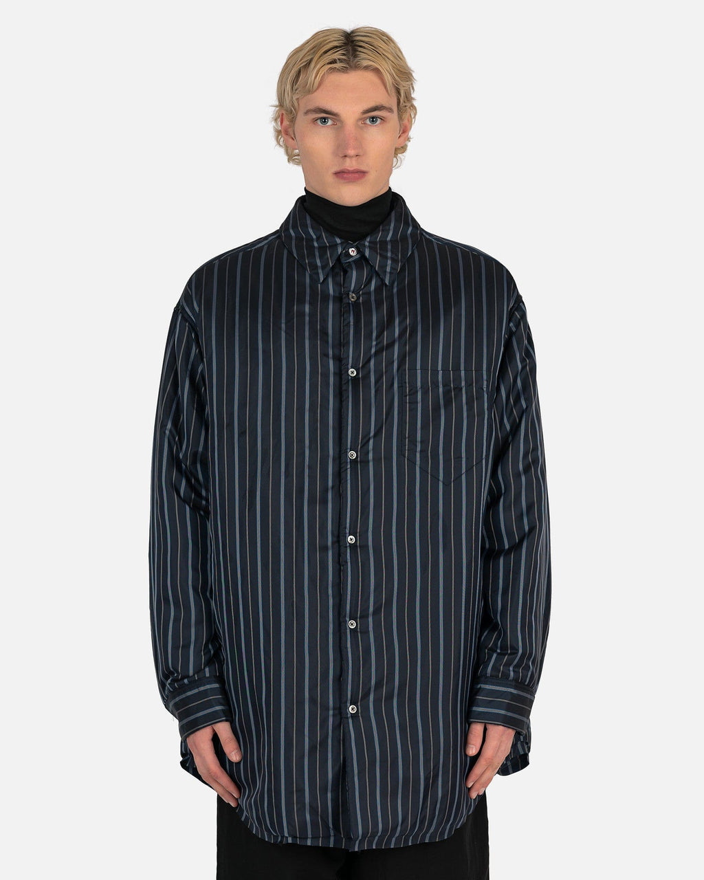 Padded Striped Shirt In Navy Maison margiela оригінал – Купити в Україні – боковий вид
