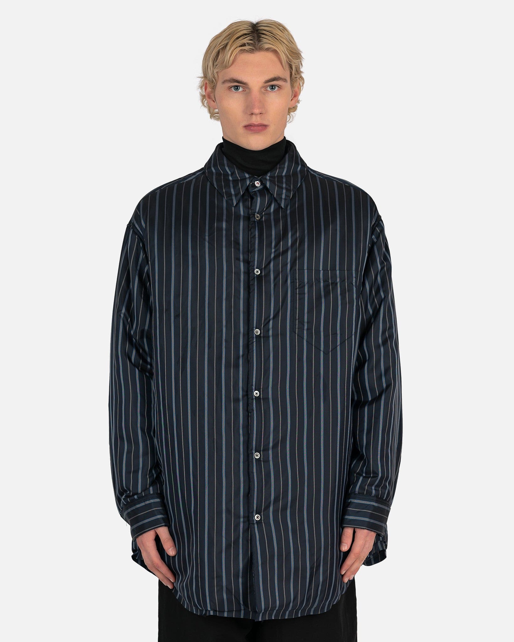 Padded Striped Shirt In Navy Maison margiela оригінал – Купити в Україні – боковий вид