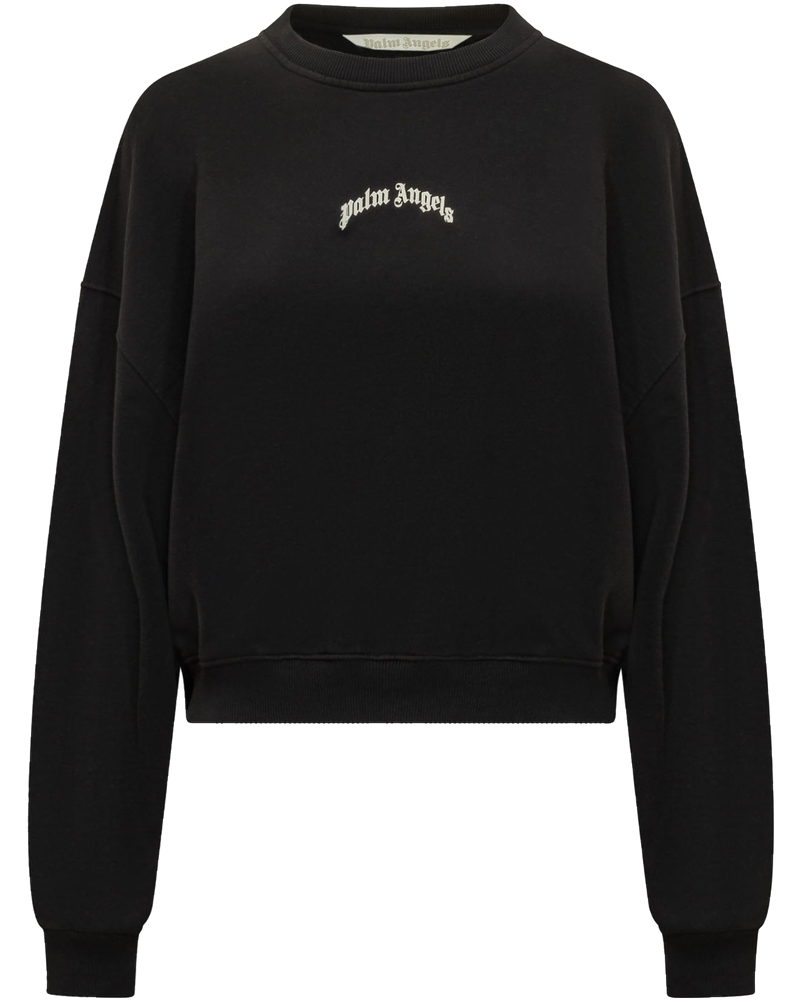 Loose Crop Crewneck Sweatshirt With Logo Palm angels оригінал – Купити в Україні