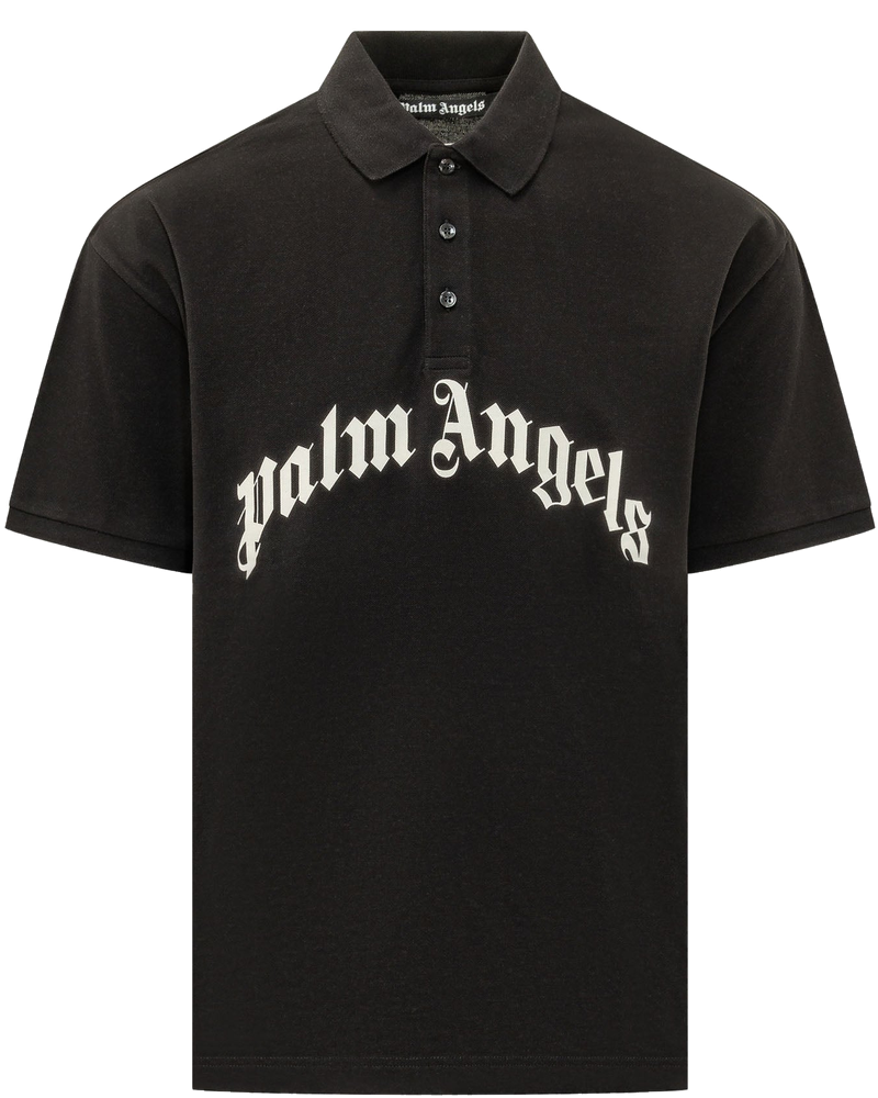 Оригінальна Short Sleeve Polo With Collar And Curved Logo Print Palm angels
