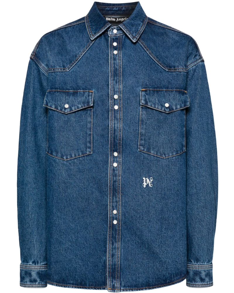 Logo-Embroidered Denim Shirt Palm angels – Гарантія оригінальності
