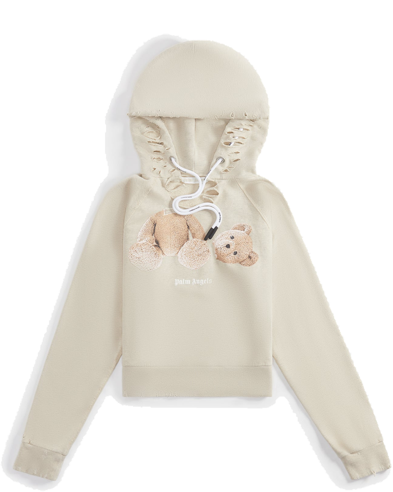 Ripped Pa Bear Fitted Hoody Melange Grey Palm angels оригінал – Купити в Україні