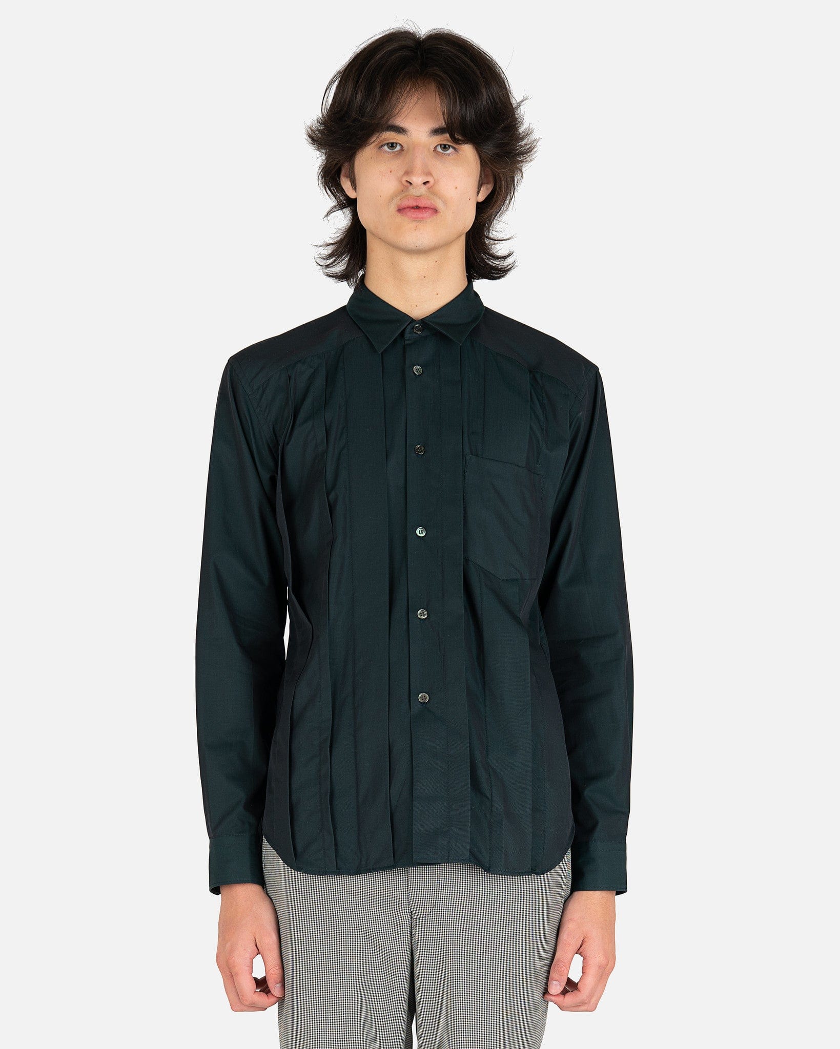 Paneled Button Up In Dark Green Comme des garcons оригінал – Купити в Україні – боковий вид