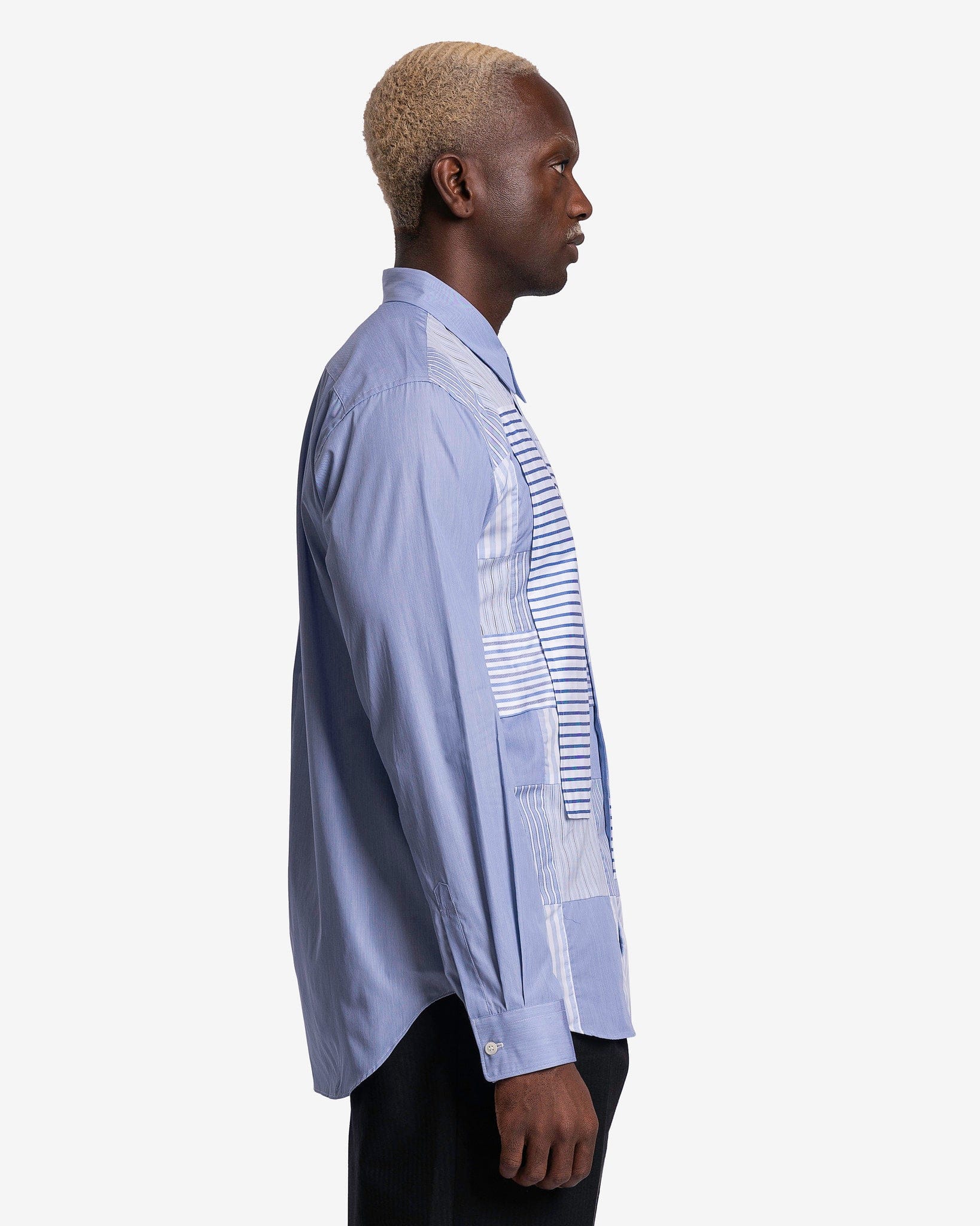 Patchwork Stripe Shirt In Blue Comme des garcons – Гарантія оригінальності – вид ззаду