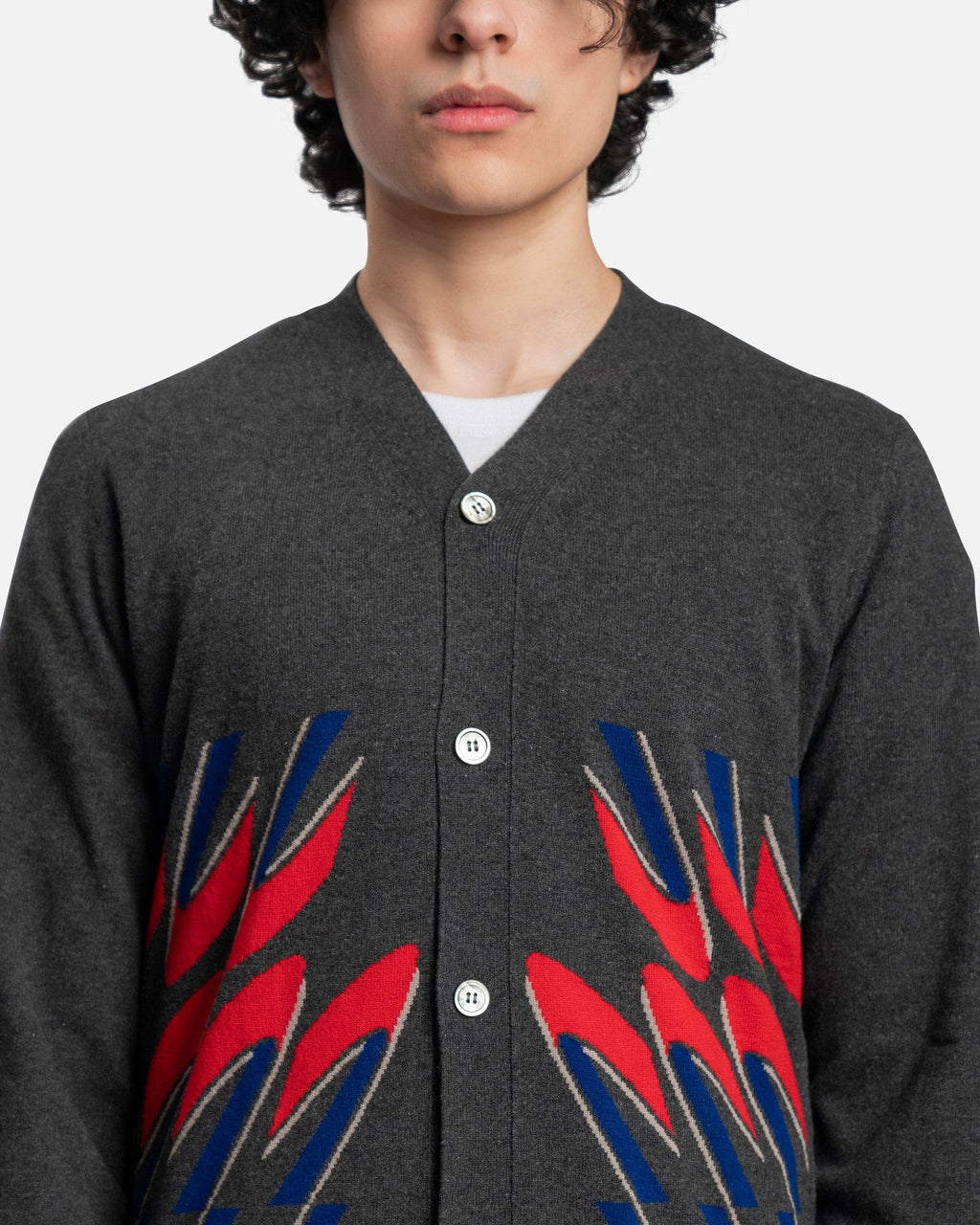 Pattern-Knit Wool Cardigan In Dark Grey Comme des garcons – Гарантія оригінальності – збільшений вид