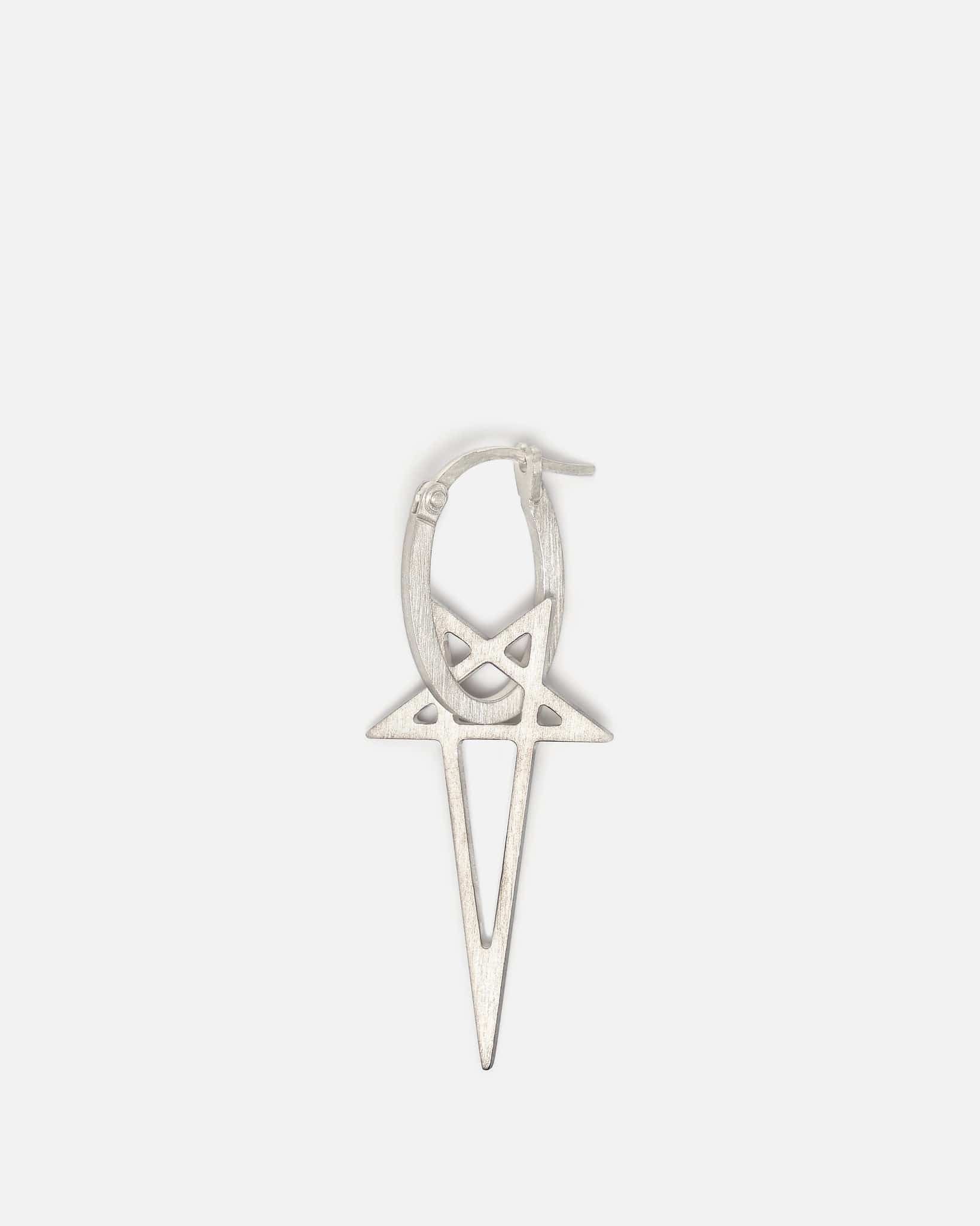 Pentagram Earring In Silver Rick owens оригінал – Купити в Україні – боковий вид - RICK OWENS
