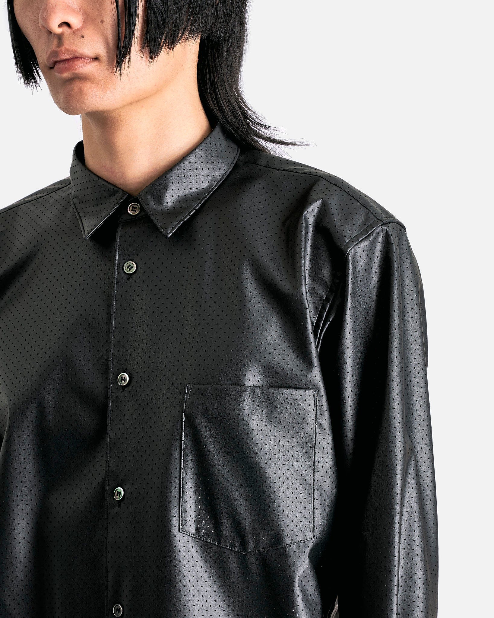 Оригінальна Perforated Faux-Leather Shirt In Black Comme des garcons – збільшений вид