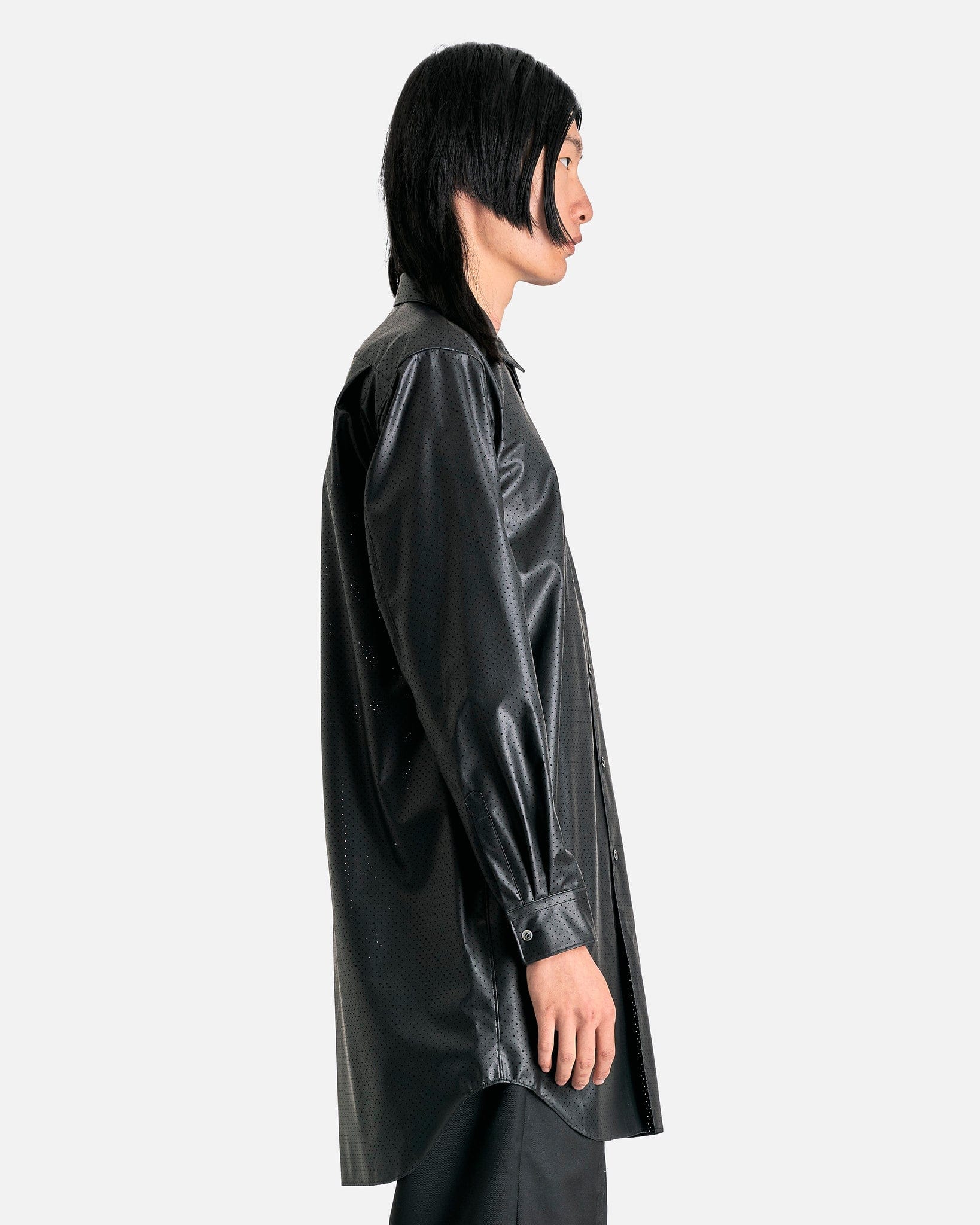 Оригінальна Perforated Faux-Leather Shirt In Black Comme des garcons – вид ззаду