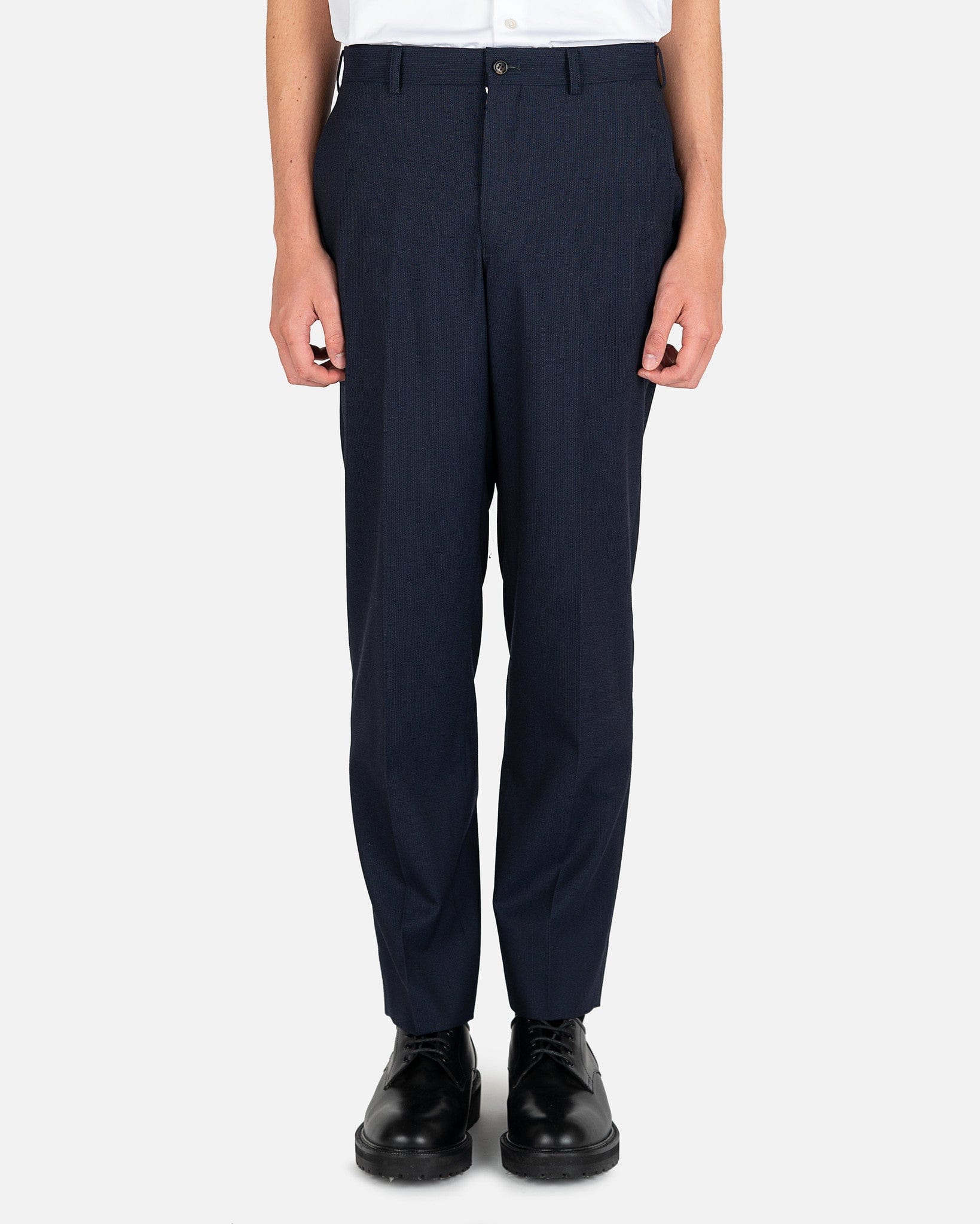 Pinstriped Trousers In Navy Comme des garcons оригінал – Купити в Україні – боковий вид
