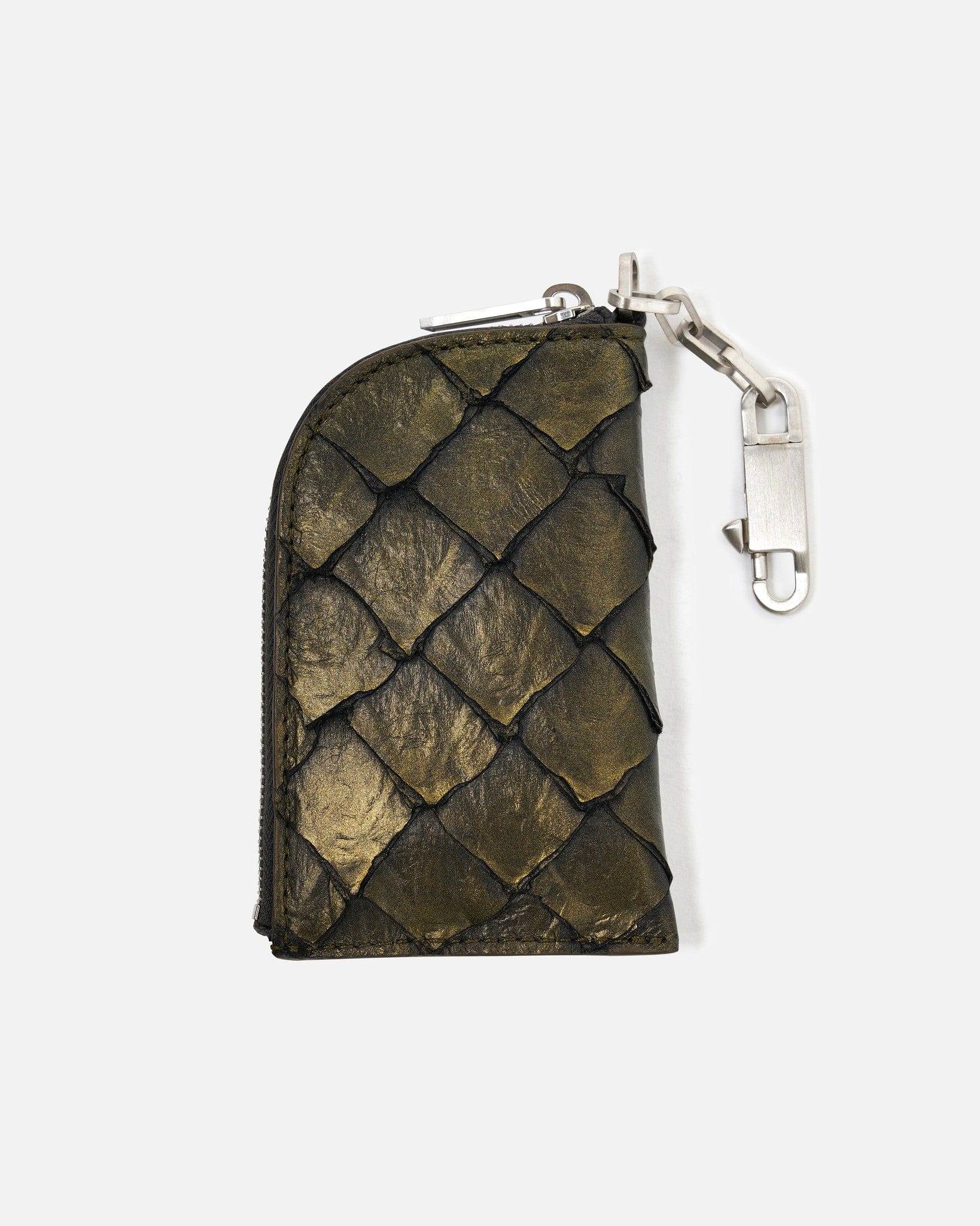 Оригінальна Pirarucu Leather Hook Wallet In Metallic Acid Rick owens – боковий вид