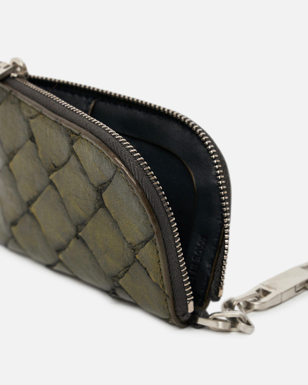 Оригінальна Pirarucu Leather Hook Wallet In Metallic Acid Rick owens – вид ззаду
