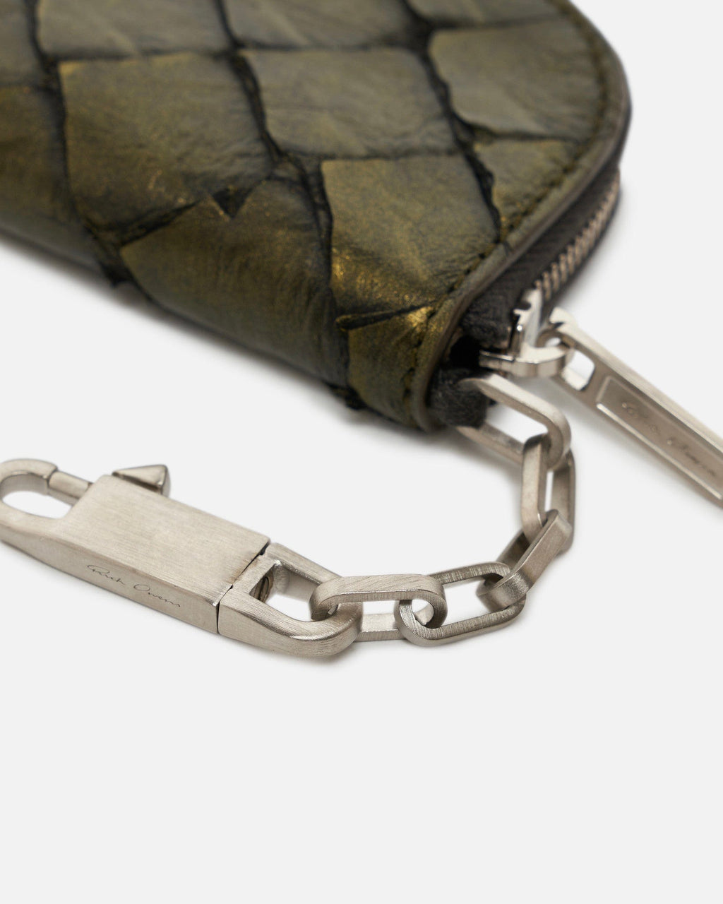 Оригінальна Pirarucu Leather Hook Wallet In Metallic Acid Rick owens – збільшений вид