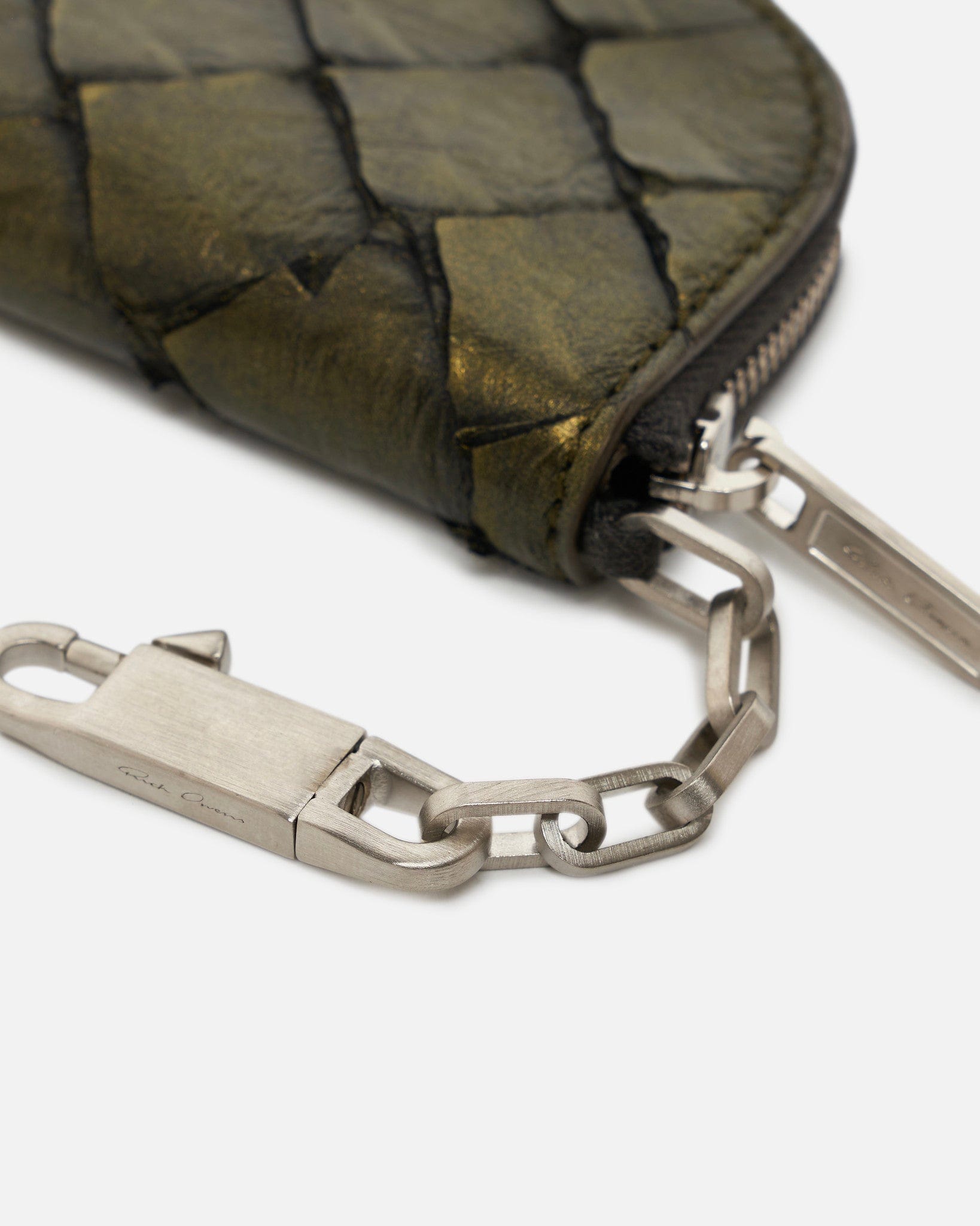 Оригінальна Pirarucu Leather Hook Wallet In Metallic Acid Rick owens – збільшений вид