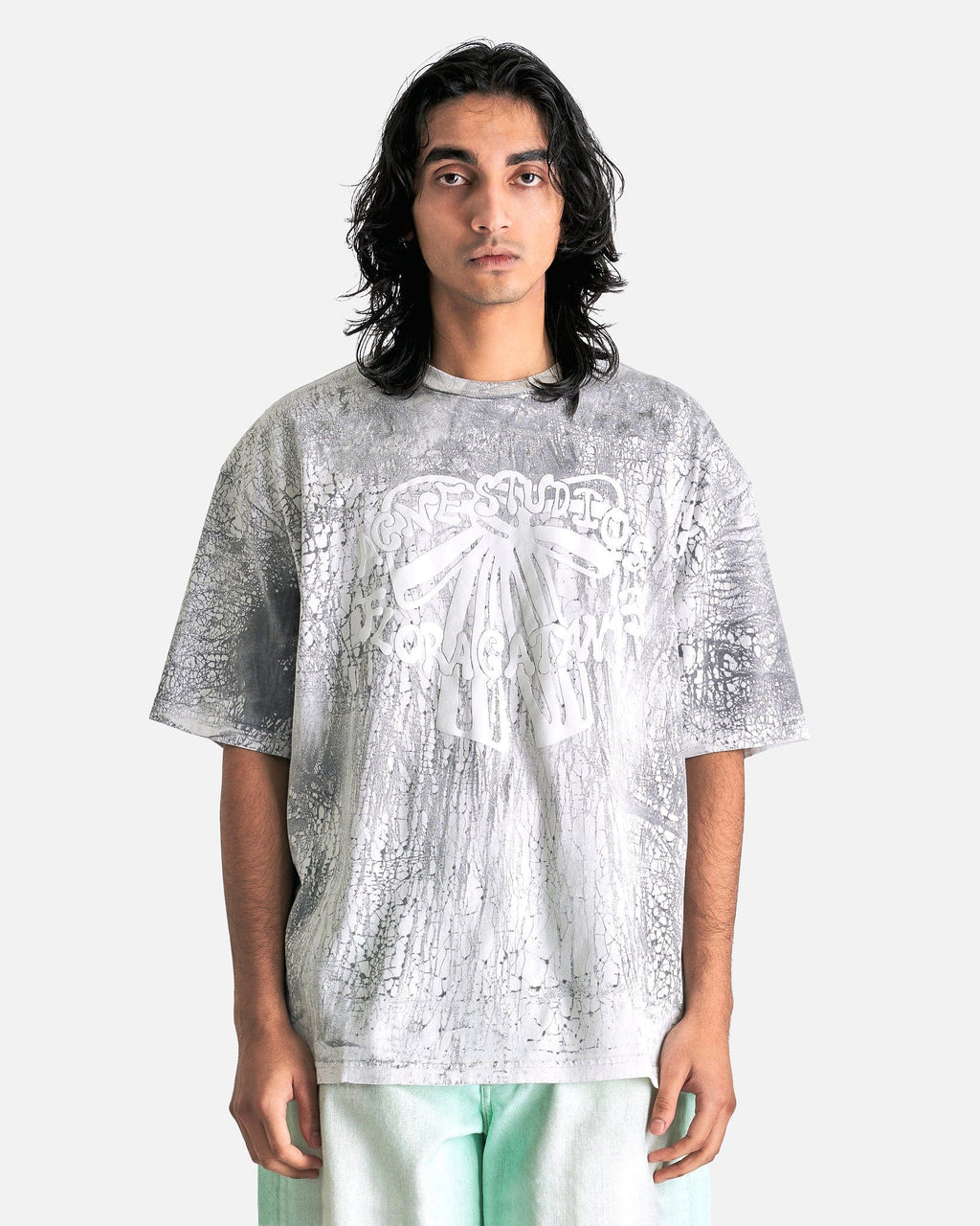 Plaster Print T-Shirt In Faded Black Acne studios оригінал – Купити в Україні – боковий вид