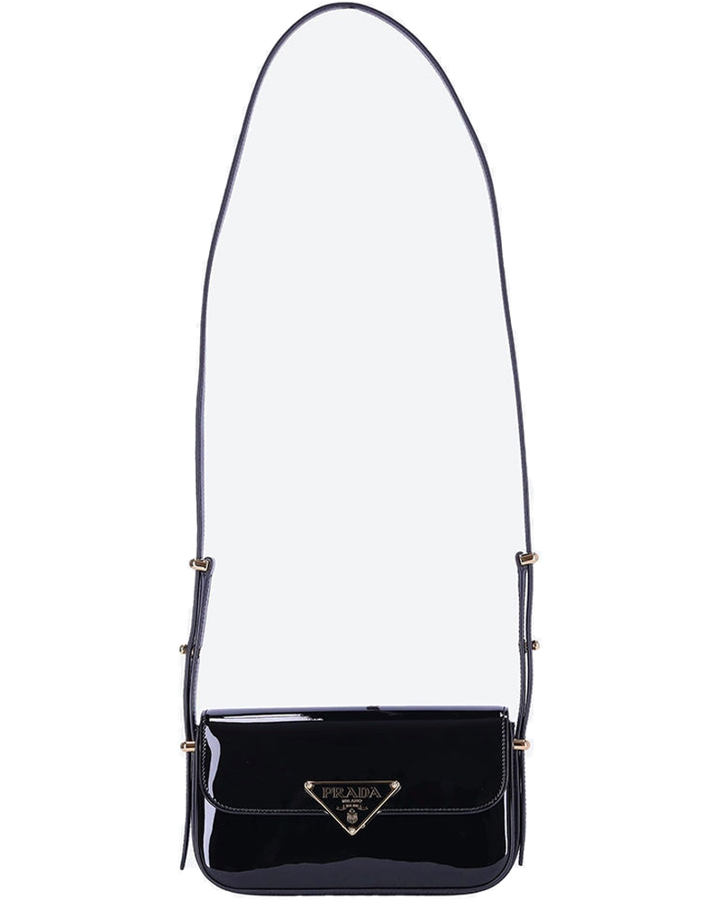 Оригінальна Patent Leather Shoulder Bag With Flap Prada
