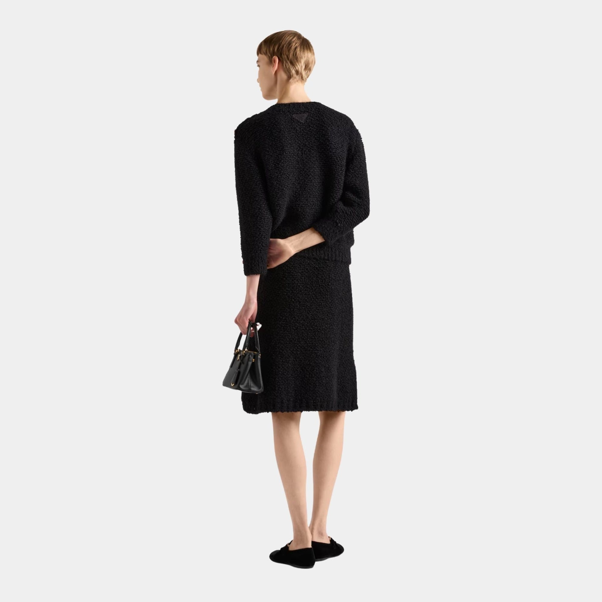 Black Bouclé Mohair Crew-Neck Sweater Prada оригінал – Купити в Україні – детальний вид
