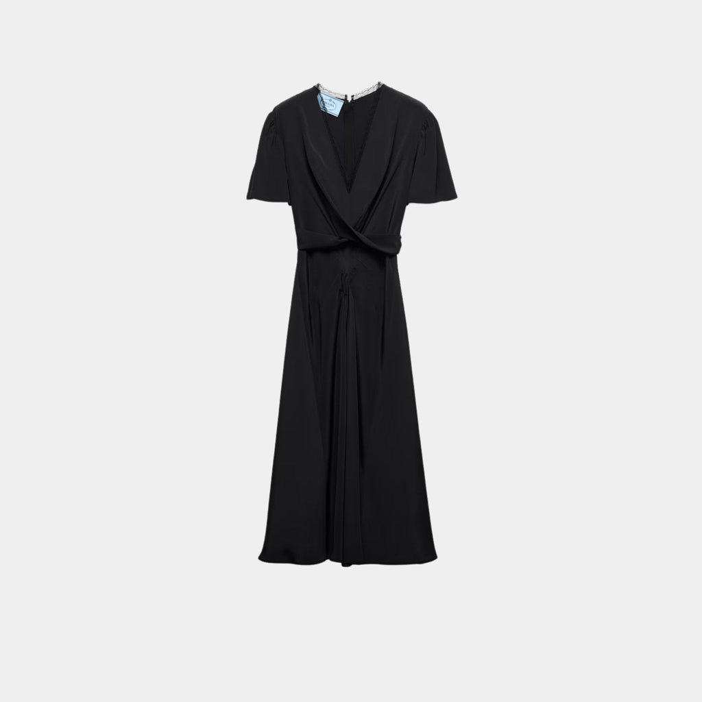 Black Marocain Dress Prada – Гарантія оригінальності – боковий вид