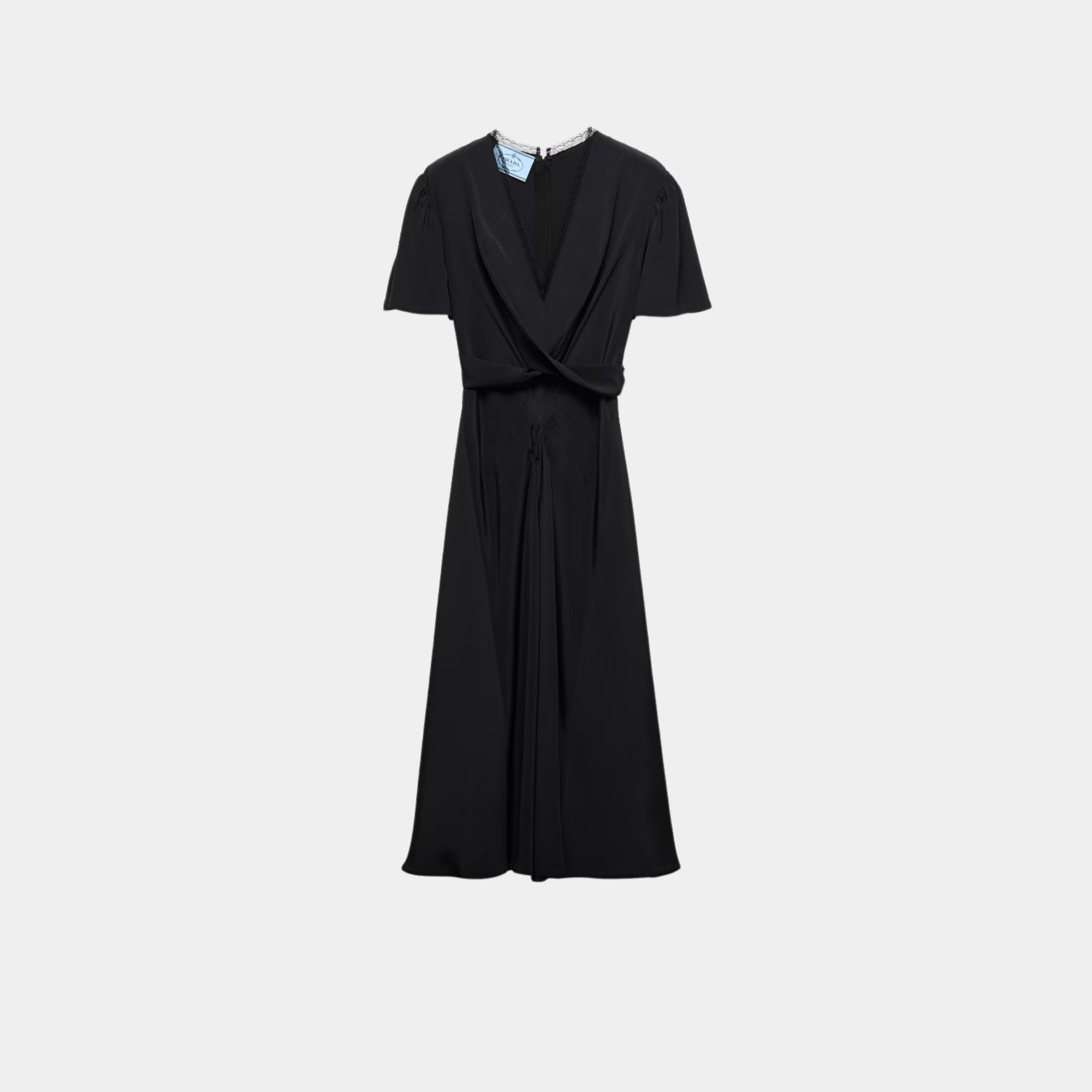 Black Marocain Dress Prada – Гарантія оригінальності – боковий вид