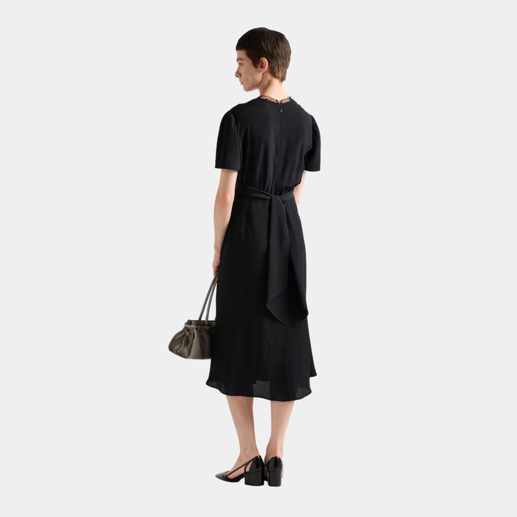 Black Marocain Dress Prada – Гарантія оригінальності – детальний вид
