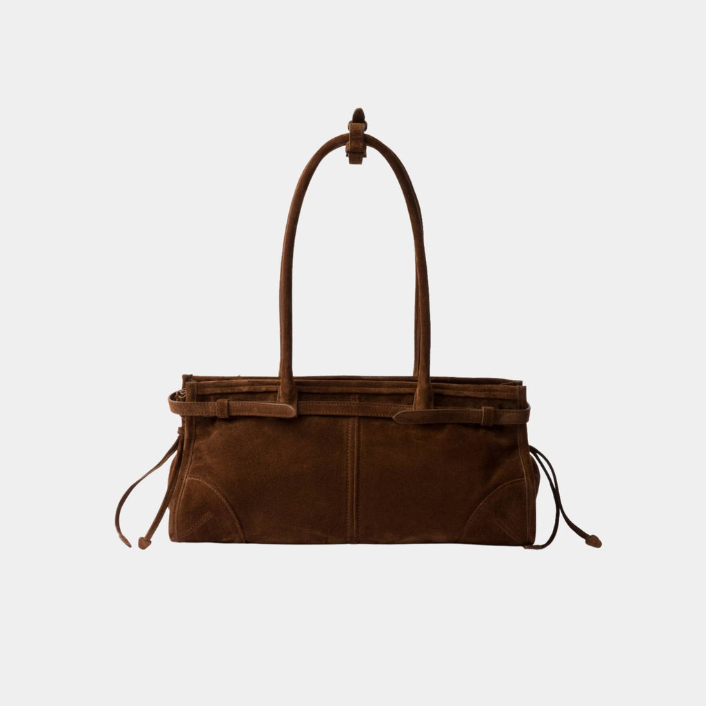 Оригінальна Bonnie Medium Suede Handbag Prada – вид ззаду