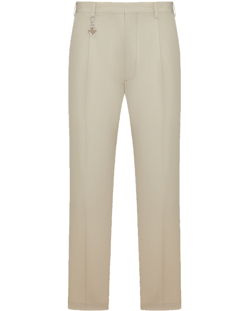 Оригінальна Cotton Trousers With Enameled Metal Triangle Logo Prada